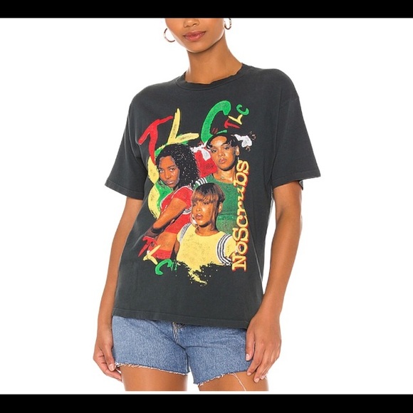 TLC no scrubs 90’s style music hip hop Black graphic T-shirt - Picture 2 of 2